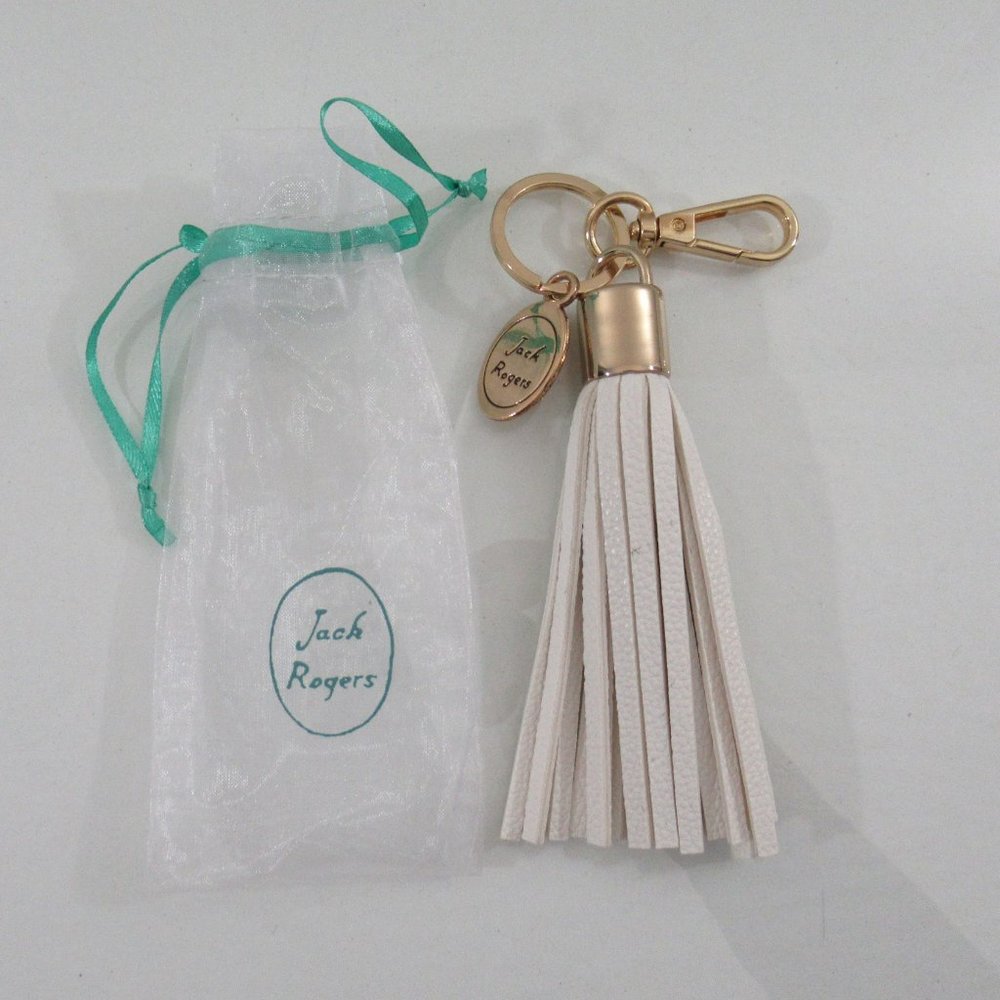 Jack Rogers Tassel Key Fob Key Chain Bag Purse Tassel Charm Ivory